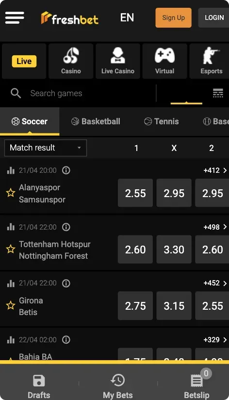 Freshbet Sport betting